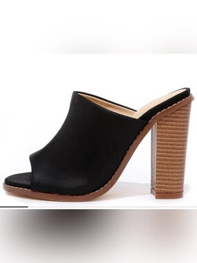 Pretty in the City Black Peep-Toe Mules